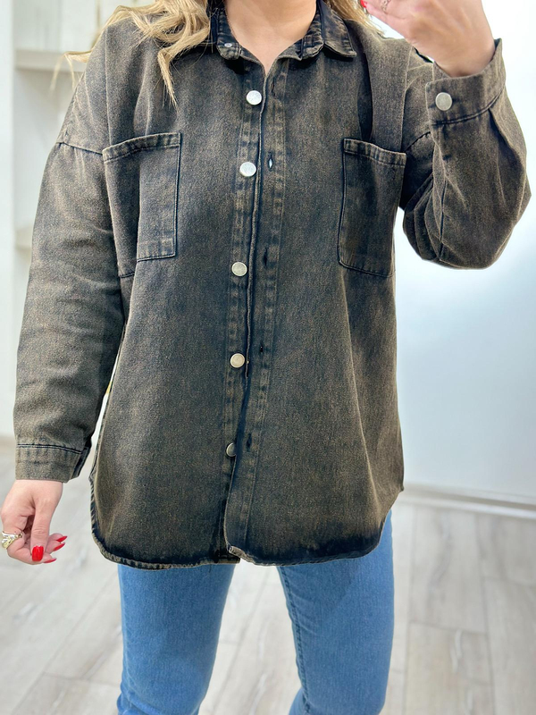 Gabardin  Gömlek FÜME-23MeUST00103