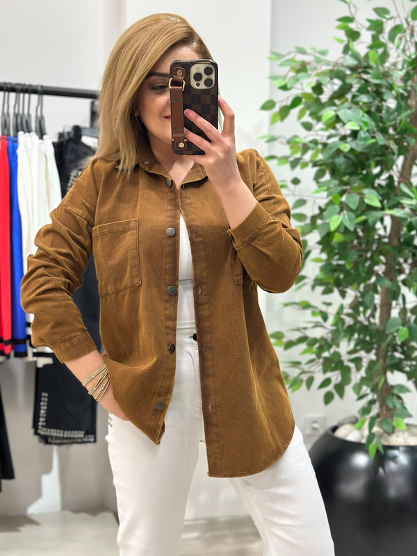Gabardin  Gömlek KAHVE-23MeUST00103