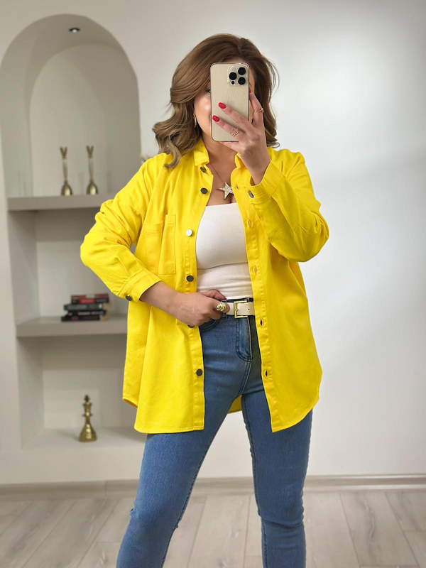 Gabardin  Gömlek Sarı-23MeUST00103