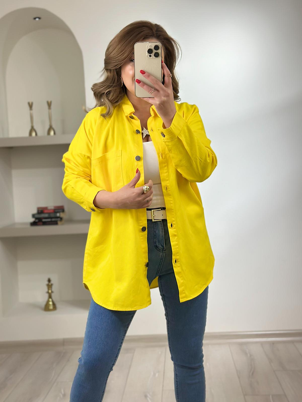Gabardin  Gömlek Sarı-23MeUST00103