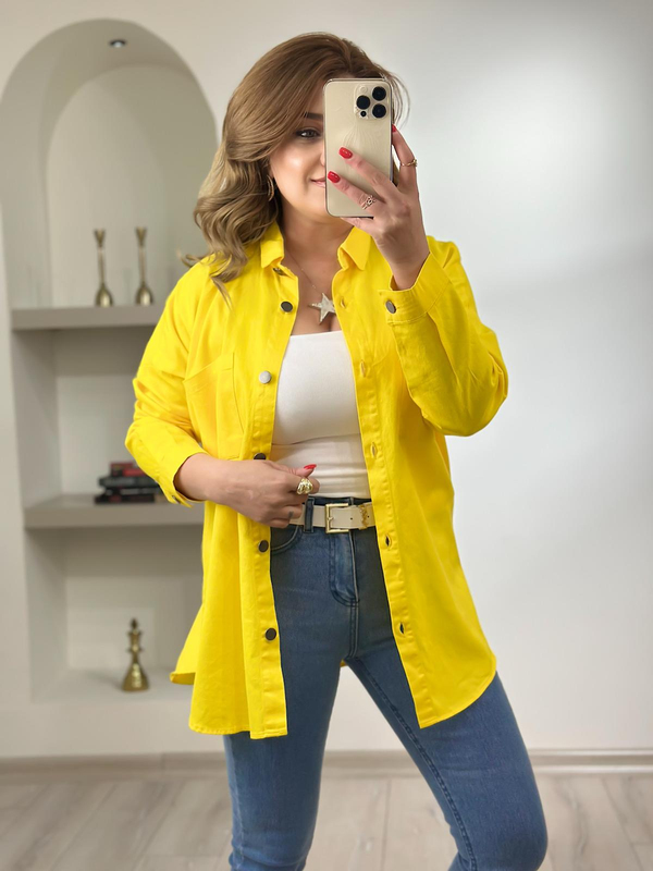 Gabardin  Gömlek Sarı-23MeUST00103