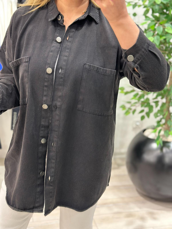 Gabardin  Gömlek SİYAH-23MeUST00103