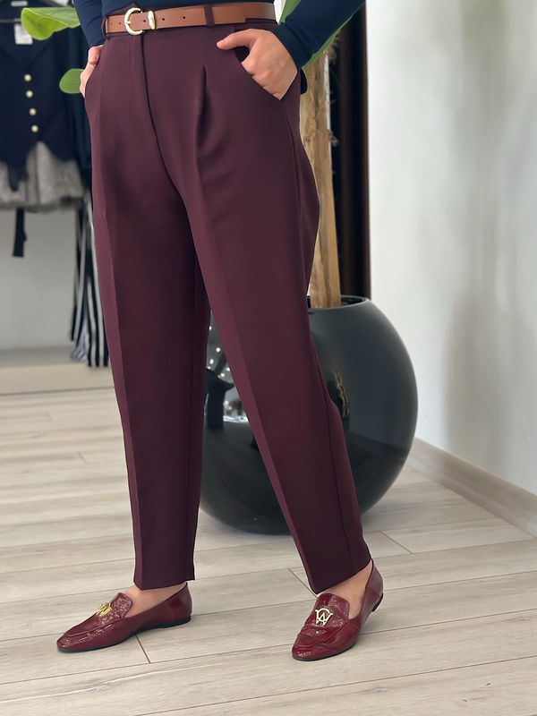 Kemerli Kumaş Pantolon MÜRDÜM-23KALT000024