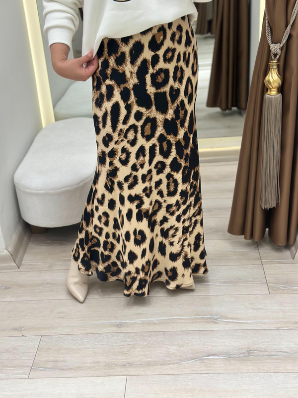 Leopar Detaylı Etekli Sweatshirt 2 Li Takım BEYAZ-23KUST000115