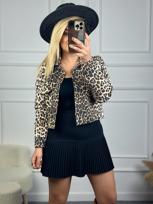 Leopar Gabardin Ceket SİYAH-23KDIS000047