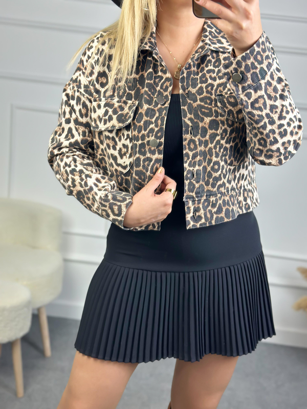 Leopar Gabardin Ceket SİYAH-23KDIS000047