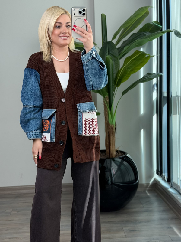 Liesta Kot Garnili Hırka KAHVE-23KDIS000084