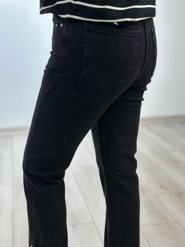 Lüks Kalite Flare Paça Mom Fit Pantolon FÜME-23YALT000036