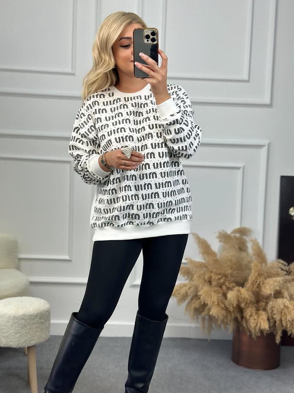 Miu Miu Taşlı Sweatshirt BEYAZ-23KUST000078