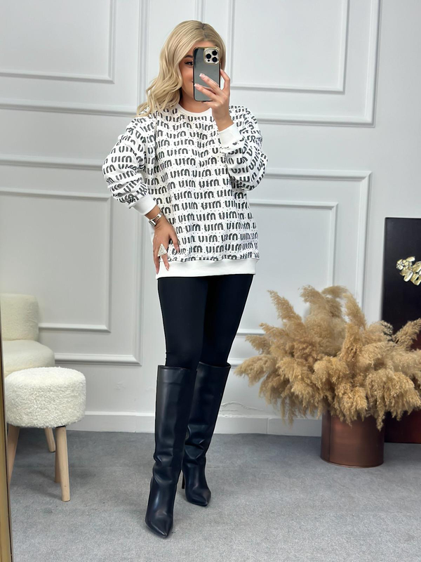 Miu Miu Taşlı Sweatshirt BEYAZ-23KUST000078