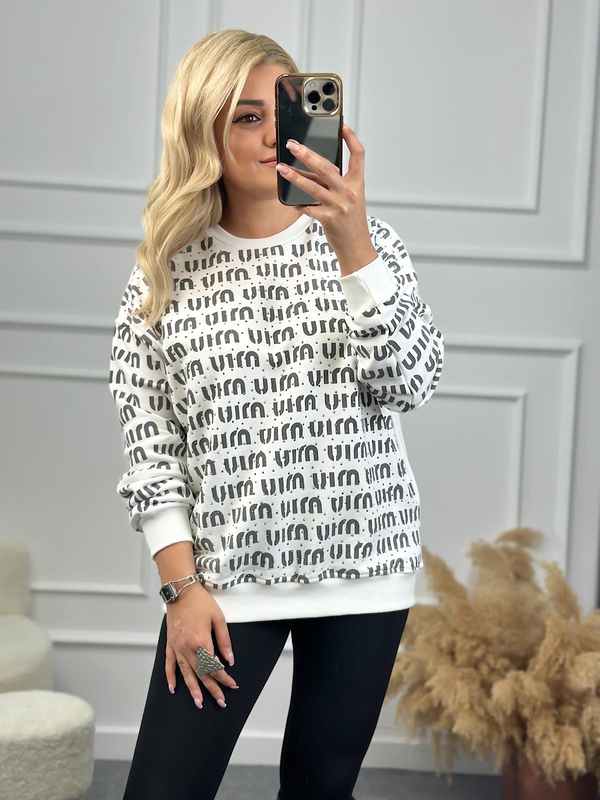 Miu Miu Taşlı Sweatshirt BEYAZ-23KUST000078