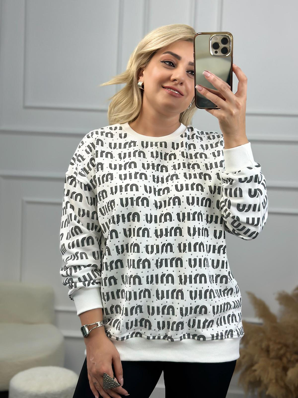 Miu Miu Taşlı Sweatshirt BEYAZ-23KUST000078