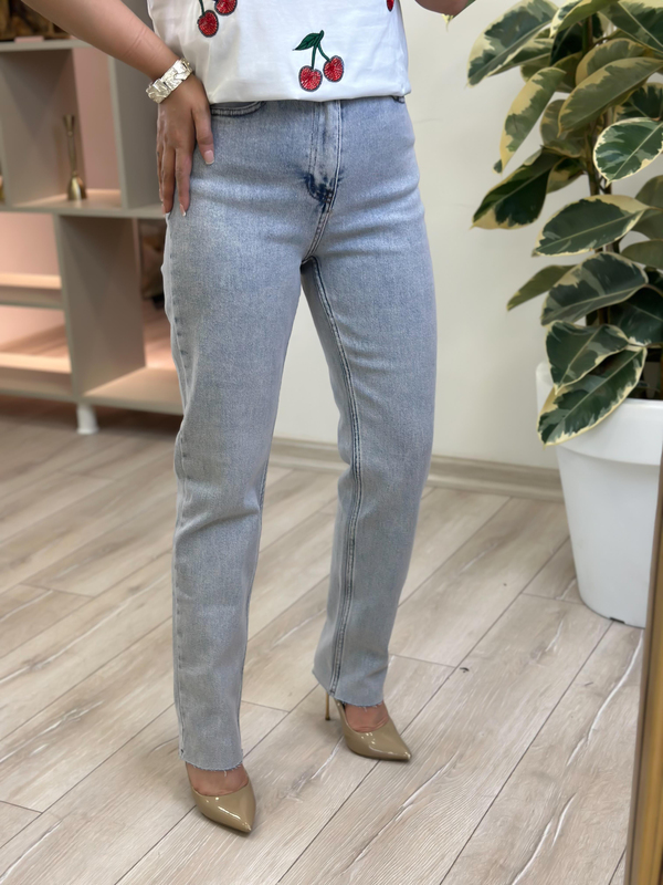 Mom Geniş Paça Jean BUZ MAVİ-23YALT000080
