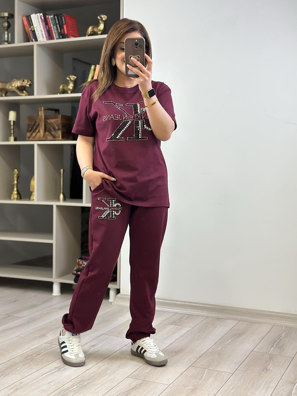 Önü Taş Detaylı  Takım BORDO-23YUST000216