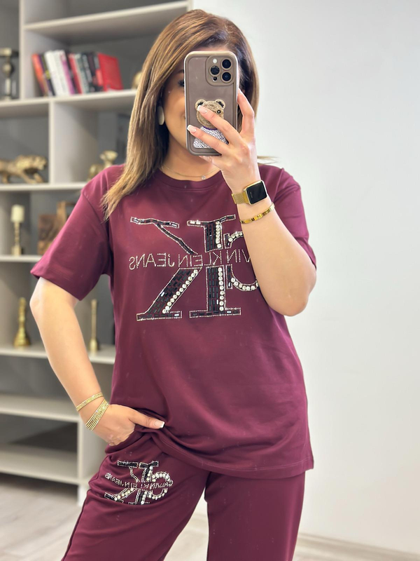 Önü Taş Detaylı  Takım BORDO-23YUST000216