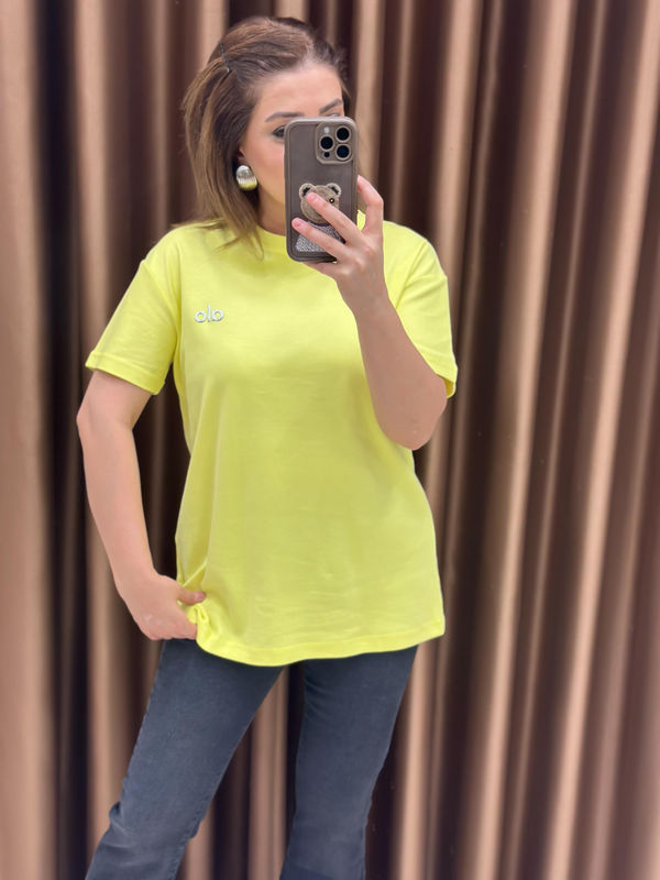 Orjinal Marka Düz Tshirt Sarı-23YUST000240