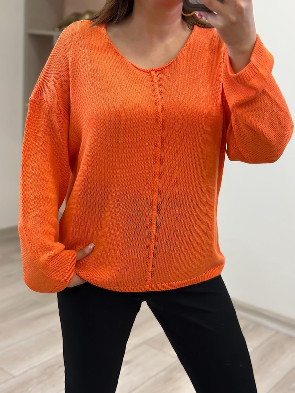 Ortası Dikişli Naturel Yaka Triko ORANJ-23YUST000170