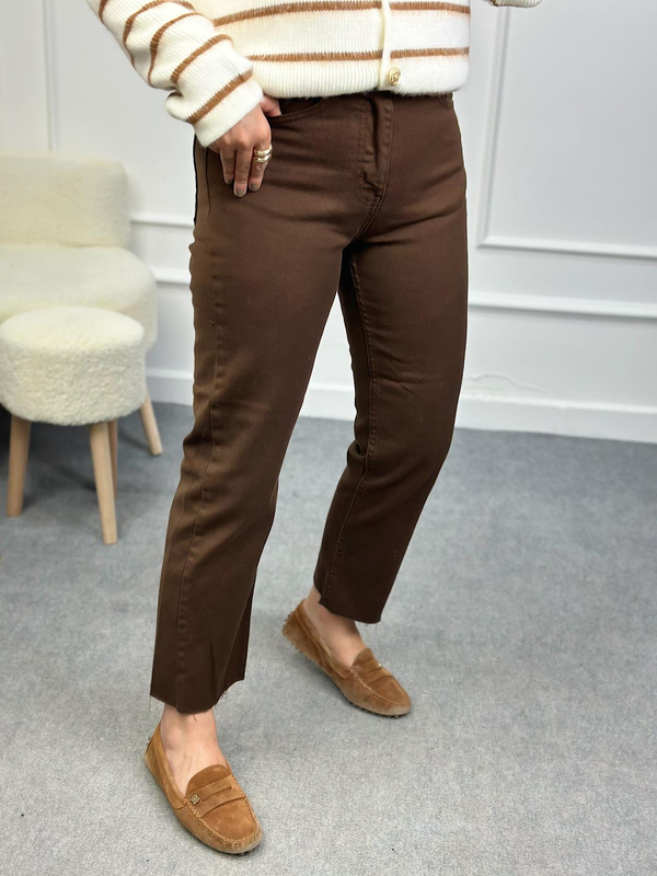 Paçası Kesik Orjinal Fit Mom Jean KAHVE-23MeALT00070
