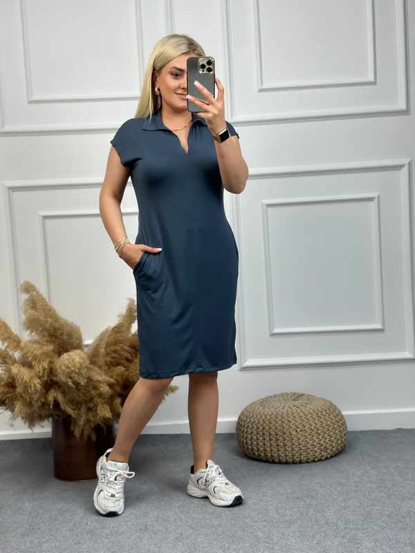 Polo Yaka Modal Kumaş Elbise FÜME-23YELB000087