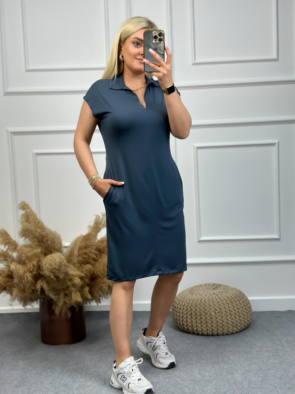 Polo Yaka Modal Kumaş Elbise FÜME-23YELB000087