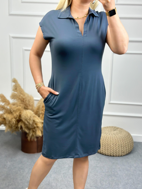 Polo Yaka Modal Kumaş Elbise FÜME-23YELB000087