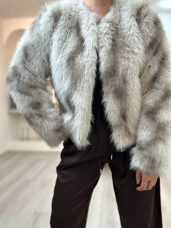 Premıum Kalite Crop Kürk Mont BEJ KAHVE-23MeDIS00017