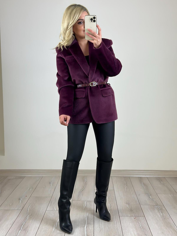 Premium Kalite Tay Tüyü Blazer MÜRDÜM-23KDIS000059
