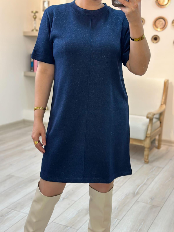 Simli Triko Elbise LACİVERT-23MeELB00015