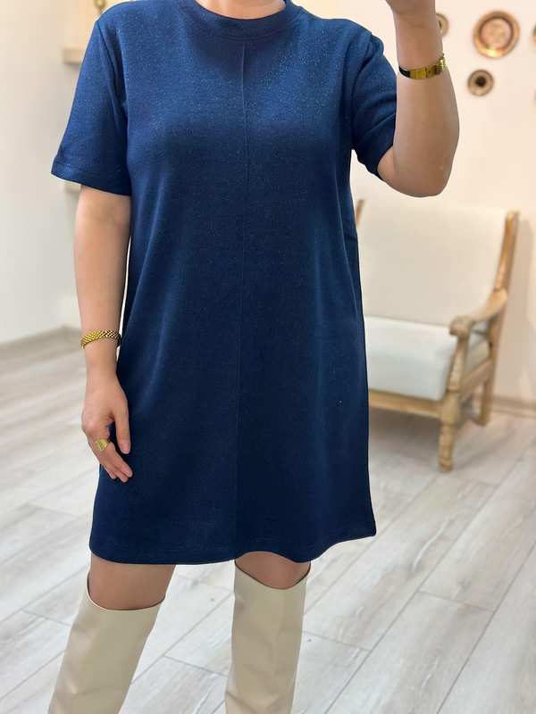 Simli Triko Elbise LACİVERT-23MeELB00015
