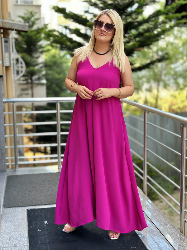 Tam Boy Ayarlanabilir Askılı Elbise FUŞYA-23YELB000084