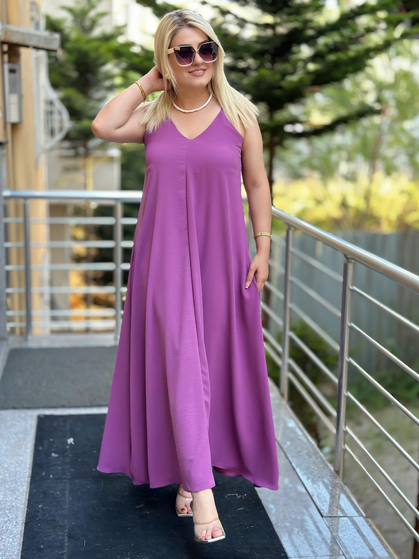 Tam Boy Ayarlanabilir Askılı Elbise MOR-23YELB000084