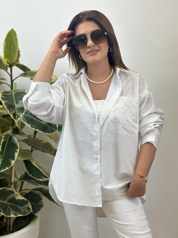 Taş Detaylı Gömlek BEYAZ-23YUST000271