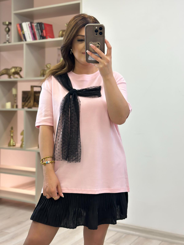 Tül Fiyonk Detaylı Tshirt PUDRA-23YUST000214