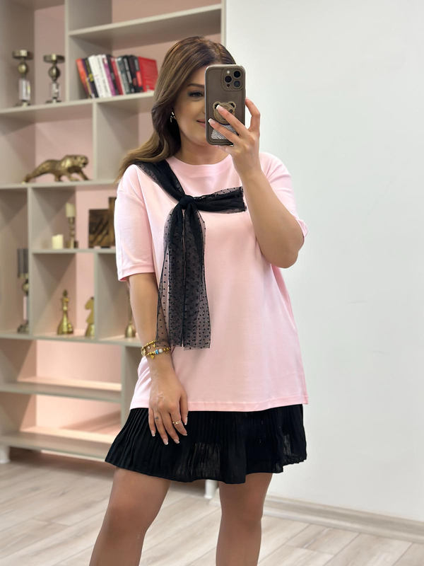 Tül Fiyonk Detaylı Tshirt PUDRA-23YUST000214