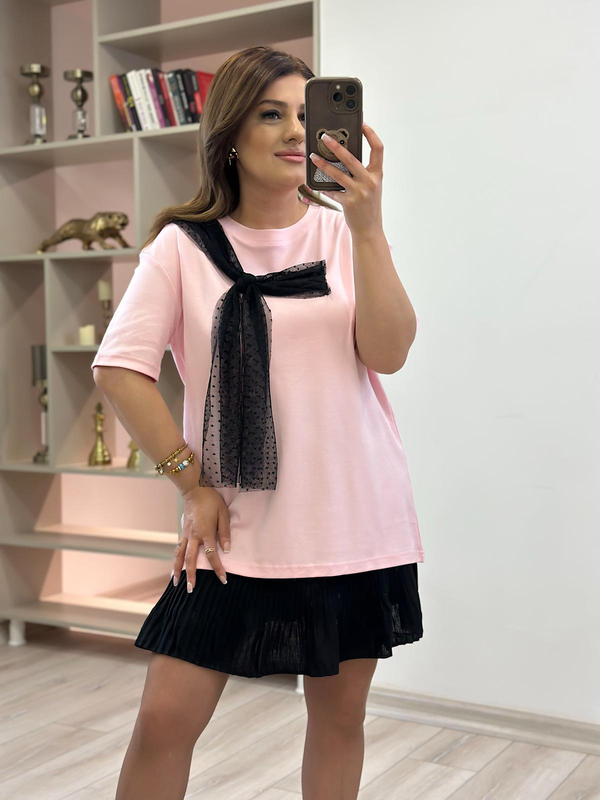 Tül Fiyonk Detaylı Tshirt PUDRA-23YUST000214