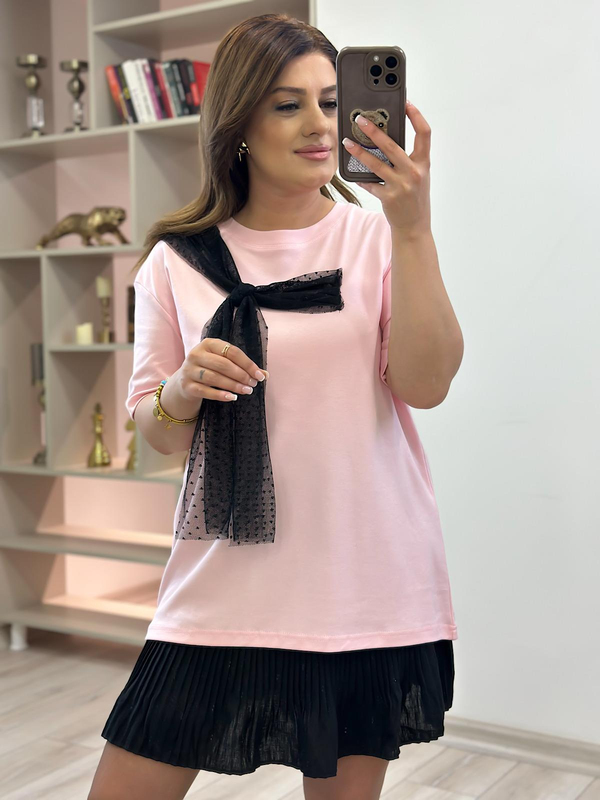 Tül Fiyonk Detaylı Tshirt PUDRA-23YUST000214