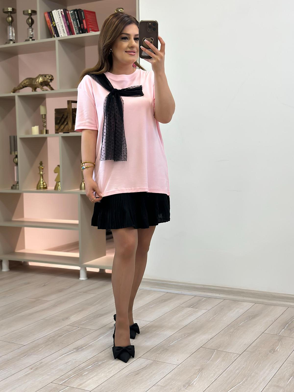 Tül Fiyonk Detaylı Tshirt PUDRA-23YUST000214