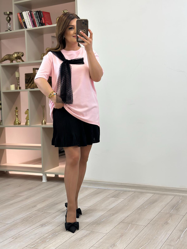 Tül Fiyonk Detaylı Tshirt PUDRA-23YUST000214