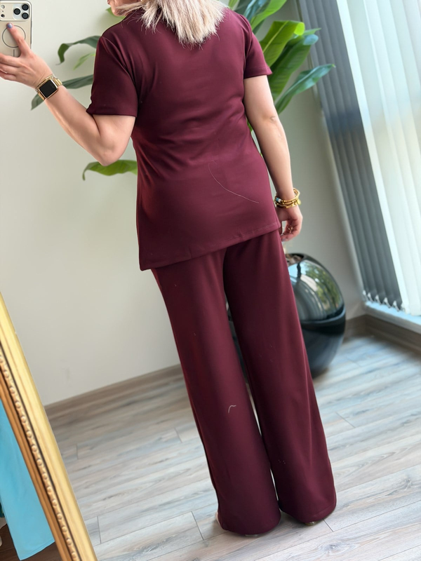 Yan Gold Tokalı Modal İkili Takım BORDO-23MeUST00167