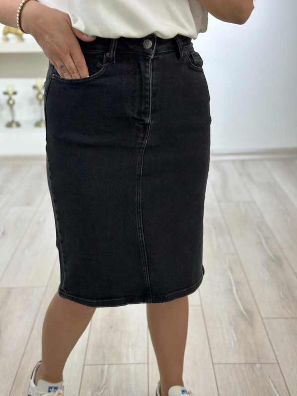 Yüksek Bel Orta Boy Jean Etek FÜME-23YALT000038
