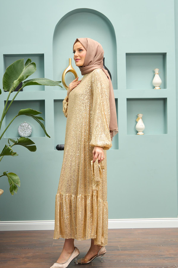 Ayça Pullu Abiye - Bej