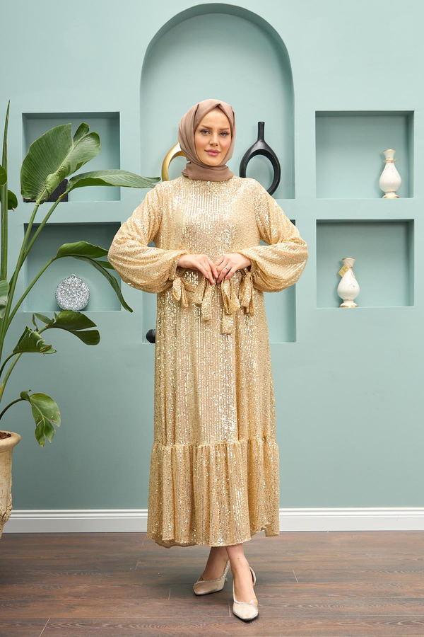 Ayça Pullu Abiye - Bej