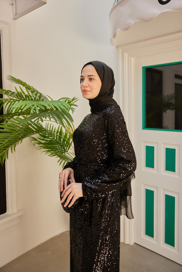 Ayça Pullu Abiye - Siyah