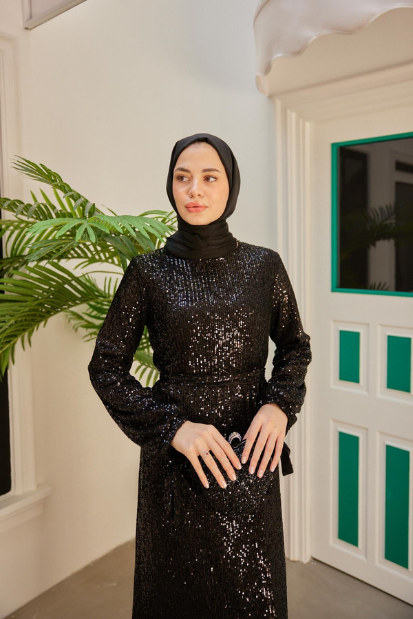 Ayça Pullu Abiye - Siyah