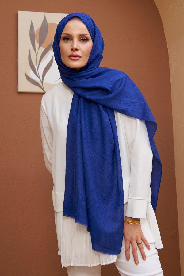 Bambu Şal - Saks Mavi