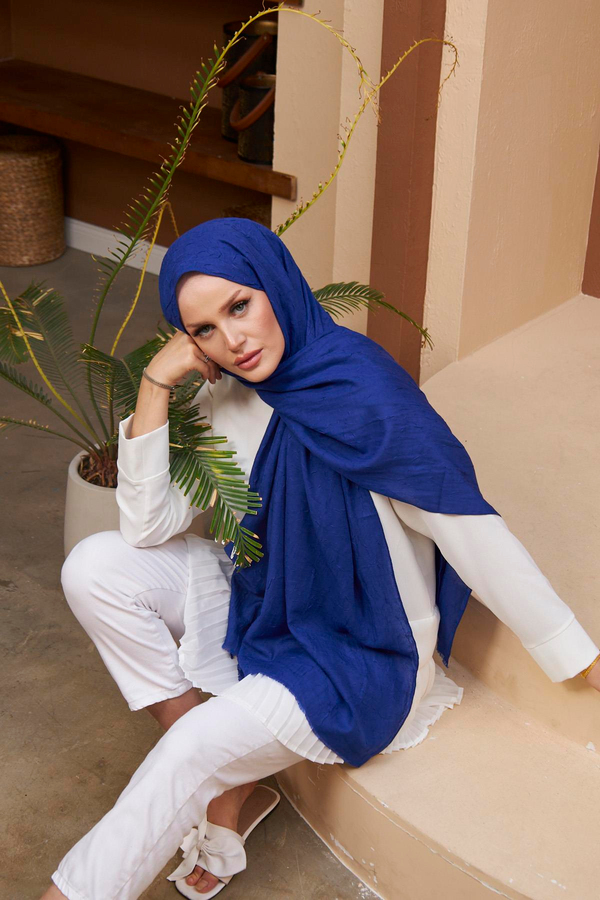 Bambu Şal - Saks Mavi