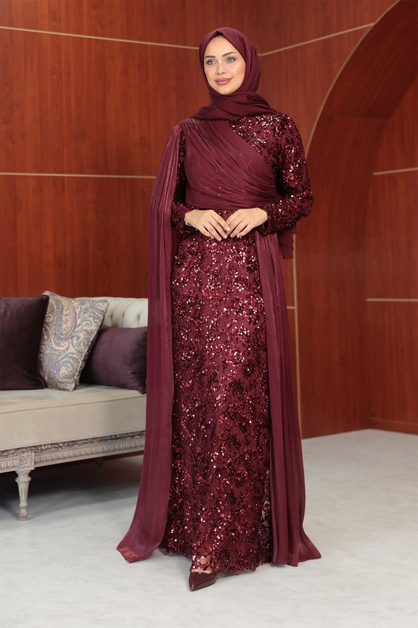 Begonya Tasarım Abiye - Bordo
