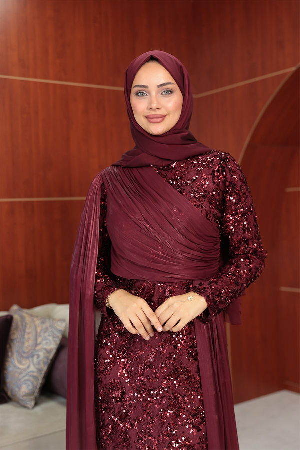 Begonya Tasarım Abiye - Bordo