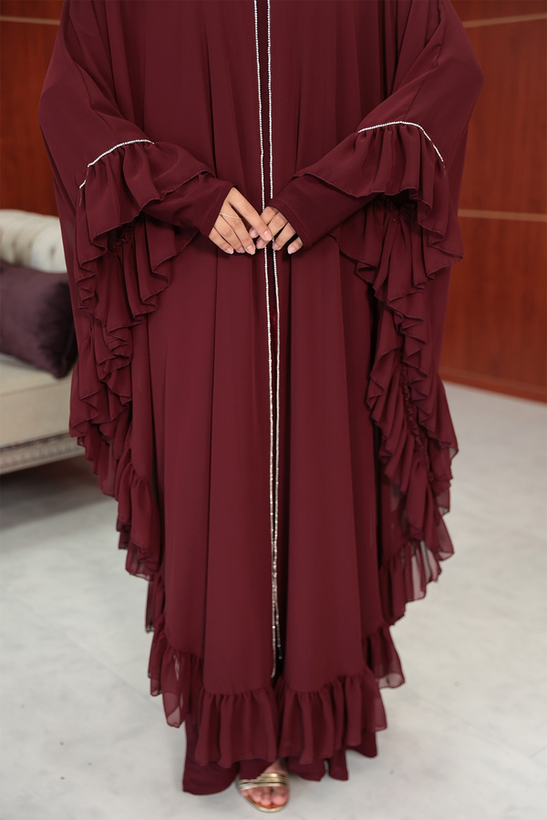 Bukre Tasarım Abaya - Bordo
