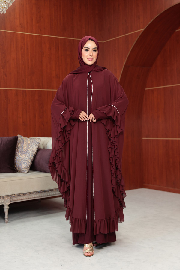 Bukre Tasarım Abaya - Bordo